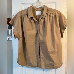 Citizens Of Humanity Tan Short-Sleeve Button Front Top